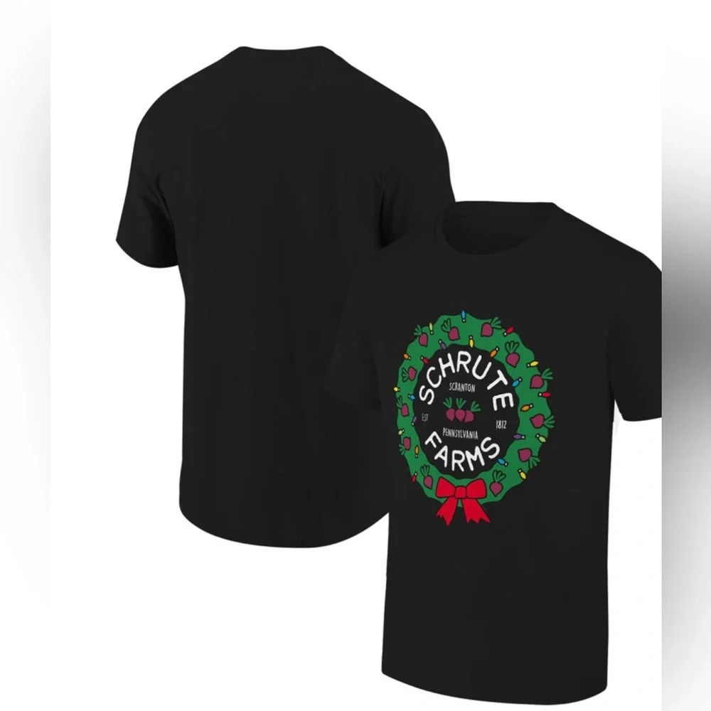 NWT “The Office” XL Schrute Farms Holiday graphic crew neck s/s tee shirt Unisex